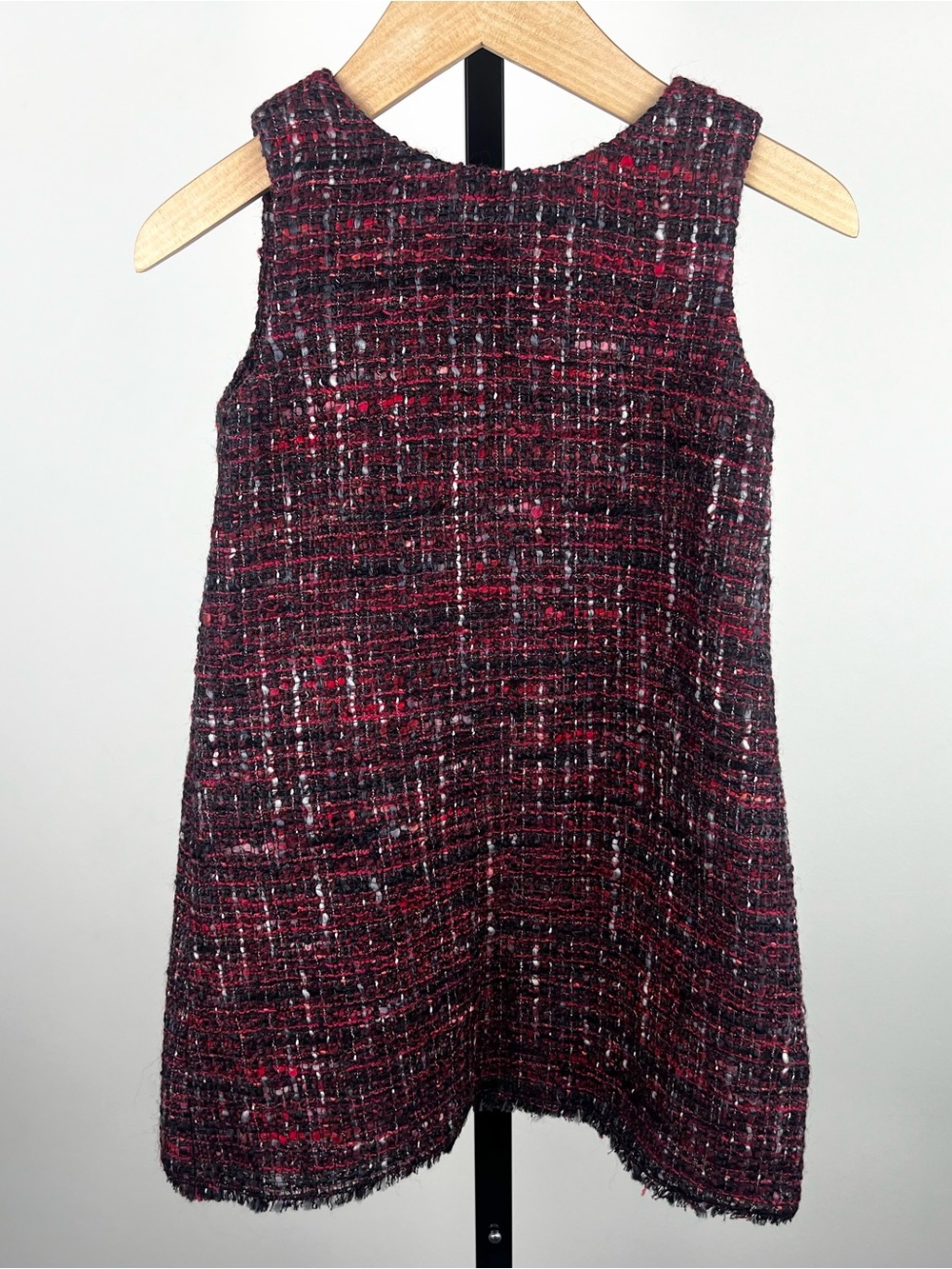 Dolce & Gabbana Girls Tweed Wool Dress, Burgundy, 5Y